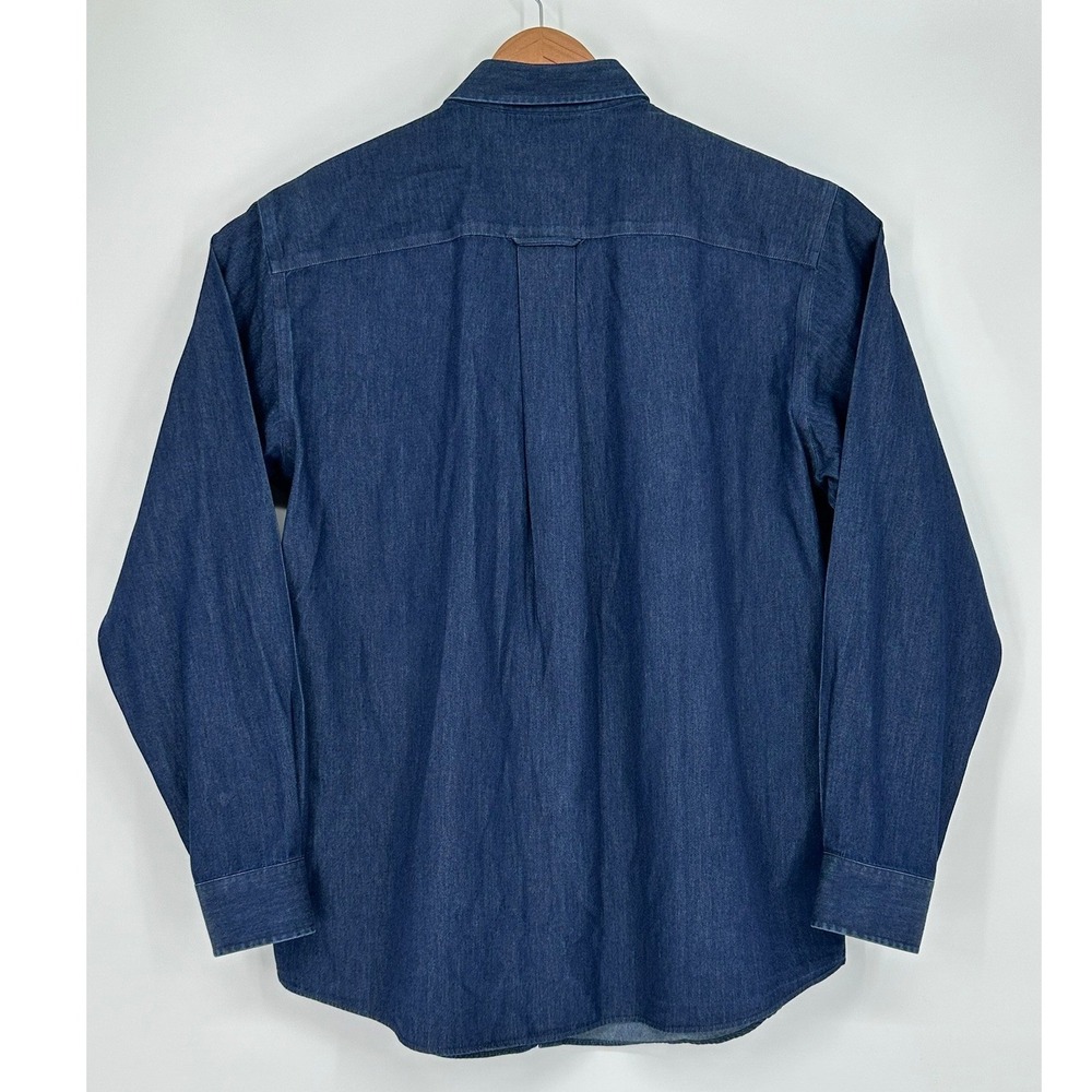 Orvis Mens Classic Fit Denim Button Down Shirt Long Sleeve Blue Cotton Large B5 - Picture 5 of 10